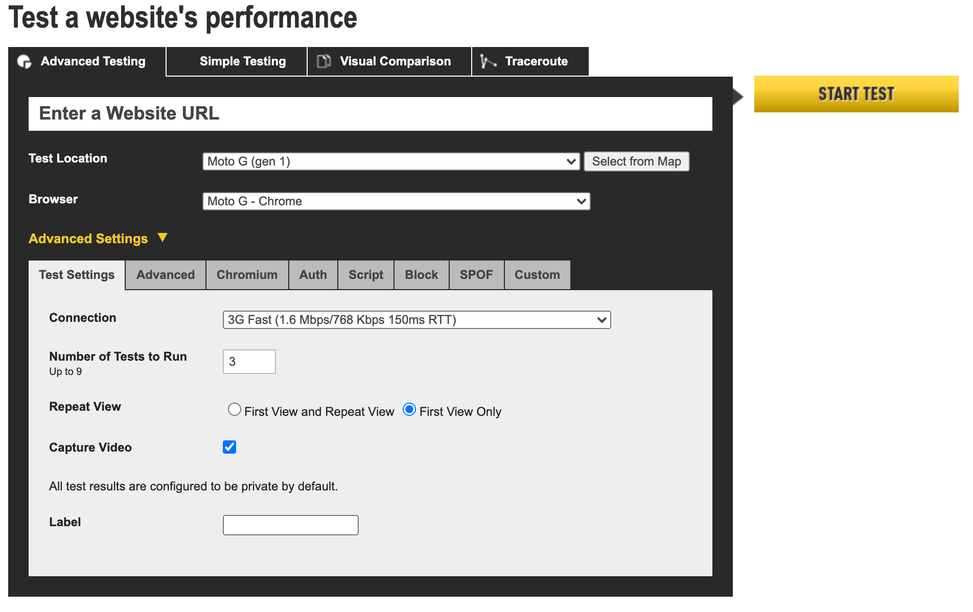 Test url. Performance. Website Performance. Advanced Testing. Keeper Test.